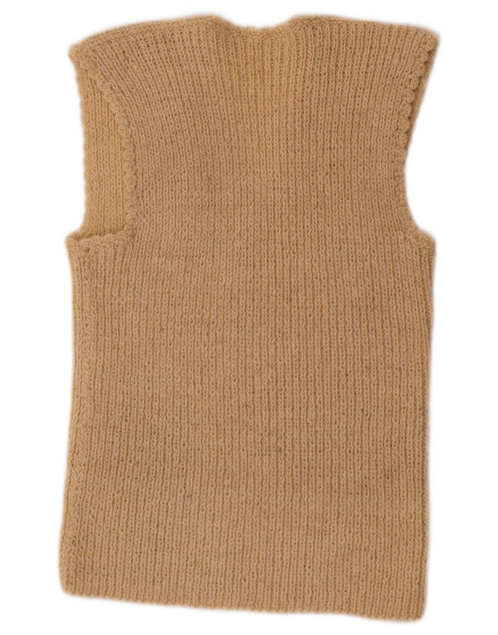 VINTAGE Womens Vest Tank Top UK 12 Medium Beige
