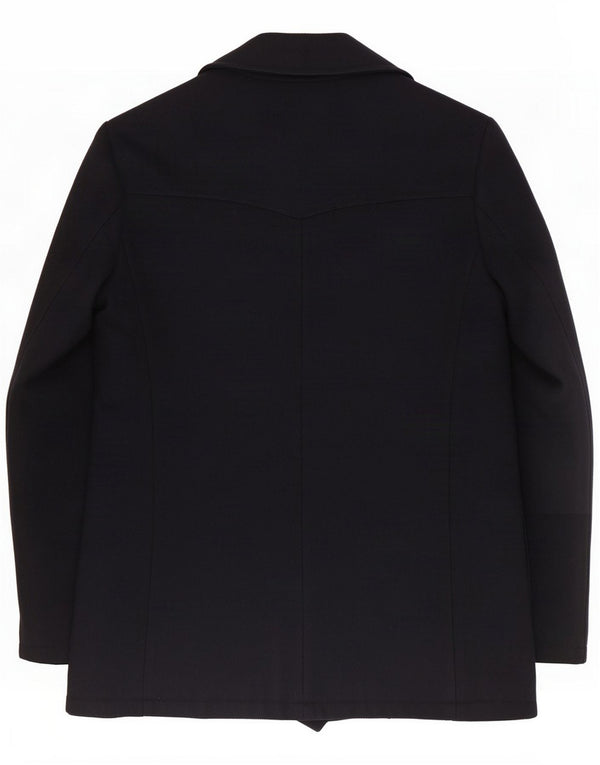Vintage Womens Double Breasted Pea Coat UK 14 Medium Navy Blue Wool