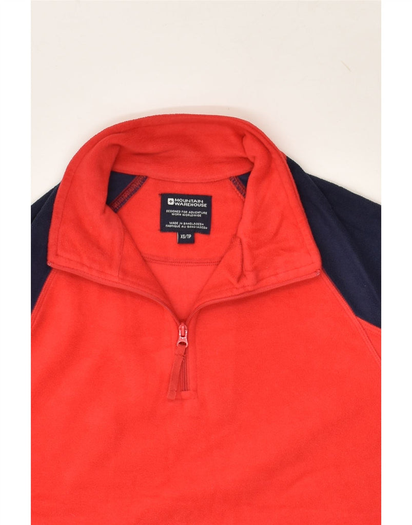 MOUNTAIN WAREHOUSE Womens Zip Neck Fleece Jumper UK 6 XS Red Colourblock | Vintage Mountain Warehouse | Thrift | Second-Hand Mountain Warehouse | Used Clothing | Messina Hembry 