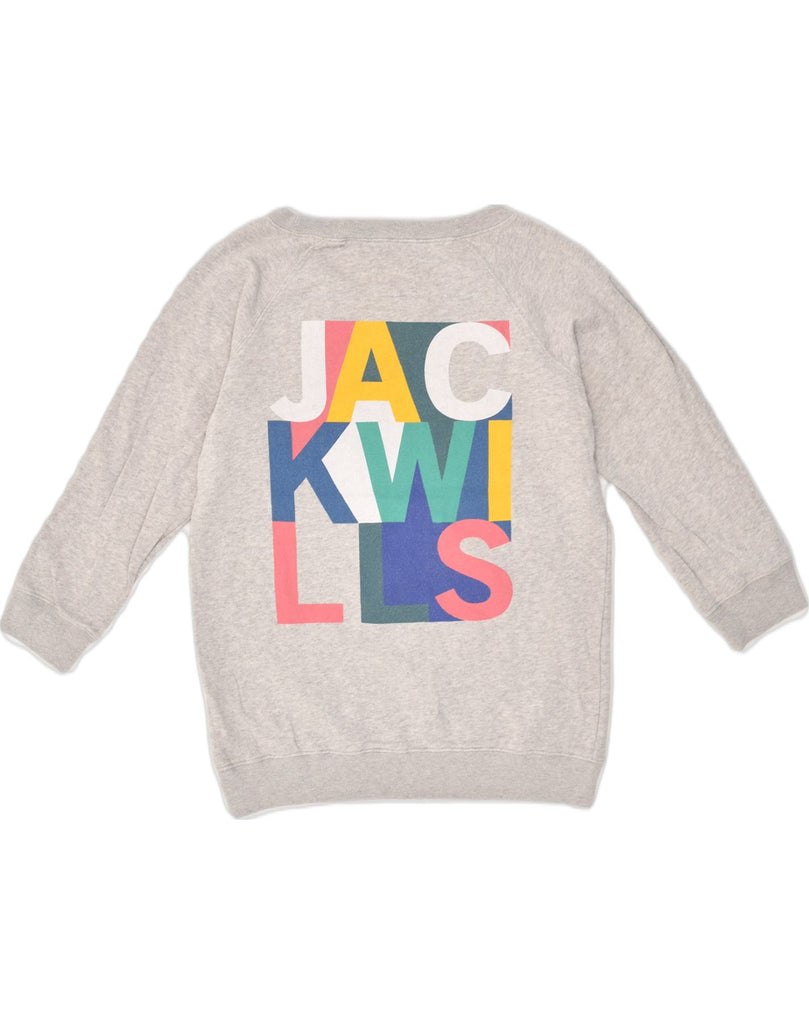 JACK WILLS Womens Oversized Graphic Sweatshirt Jumper UK 10 Small Grey | Vintage Jack Wills | Thrift | Second-Hand Jack Wills | Used Clothing | Messina Hembry 