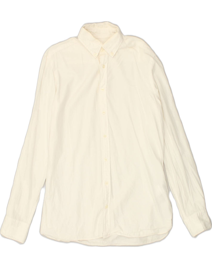 HACKETT Mens Slim Shirt Medium Off White Cotton | Vintage Hackett | Thrift | Second-Hand Hackett | Used Clothing | Messina Hembry 