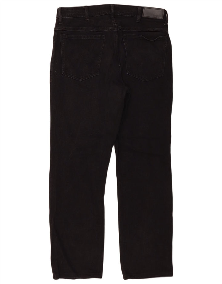 Wrangler Mens Straight Jeans W34 L29 Black Cotton