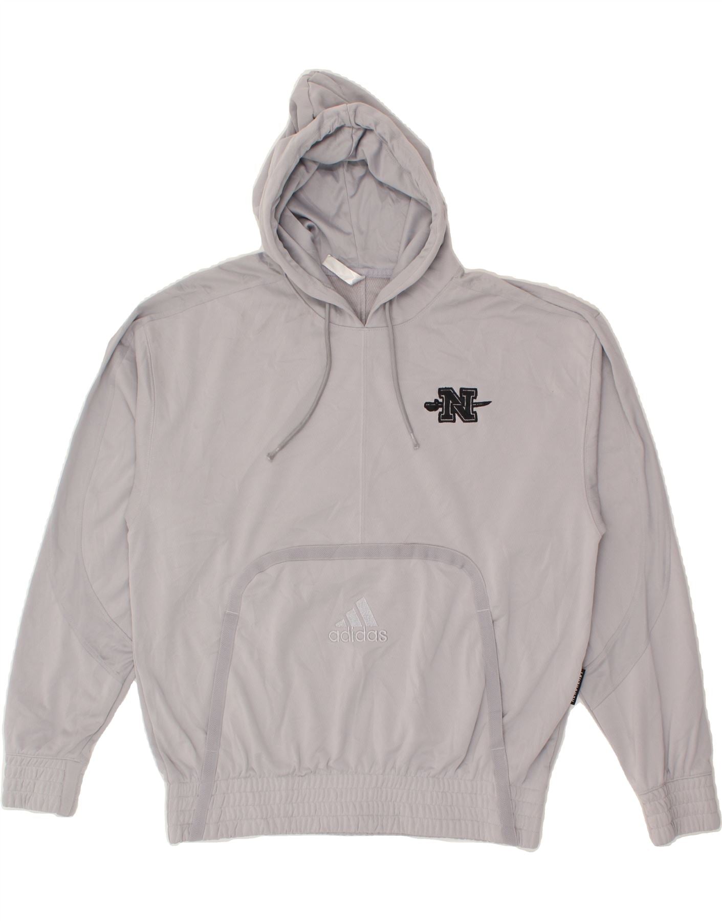 ADIDAS Mens Hoodie Jumper Medium Grey Polyester Vintage Second