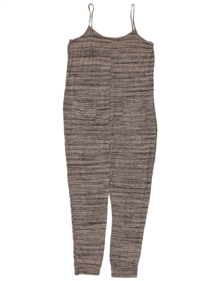 Topshop Womens Sleeveless Jumpsuit UK 12 Medium Grey Striped Viscose