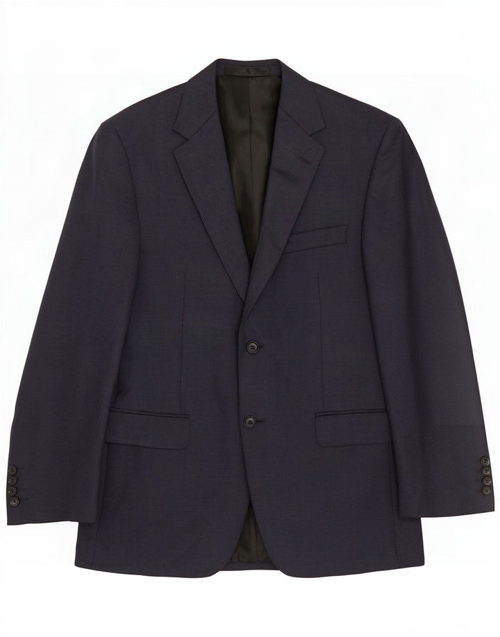 Marks & Spencer Mens Short Blazer Jacket UK 38 Medium Navy Blue Houndstooth