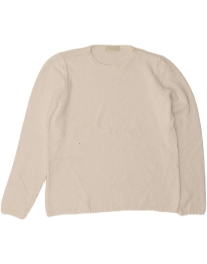 Marks & Spencer Womens Crew Neck Jumper Sweater UK 16 Large White Cotton