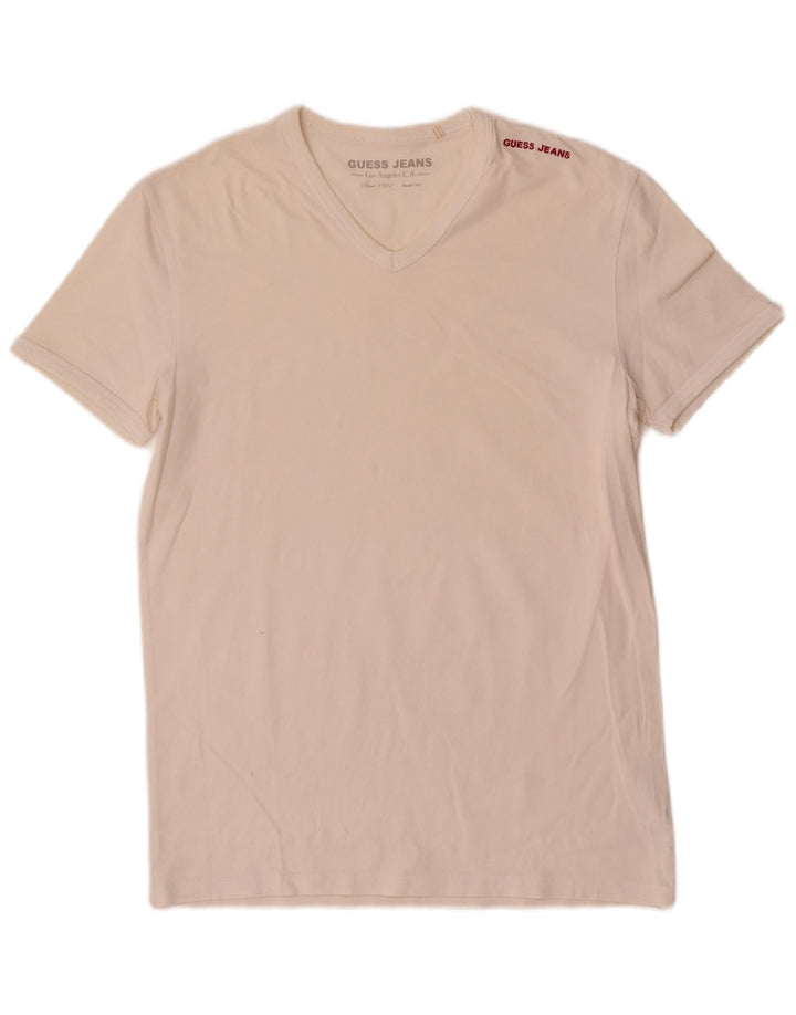 Guess Mens T-Shirt Top Large White Cotton