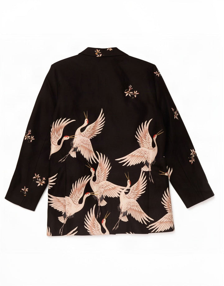 Zara Womens Abstract Pattern Cardigan Top UK 14 Medium Black Polyester