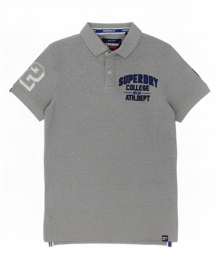 Superdry Mens Graphic Polo Shirt Medium Grey Cotton