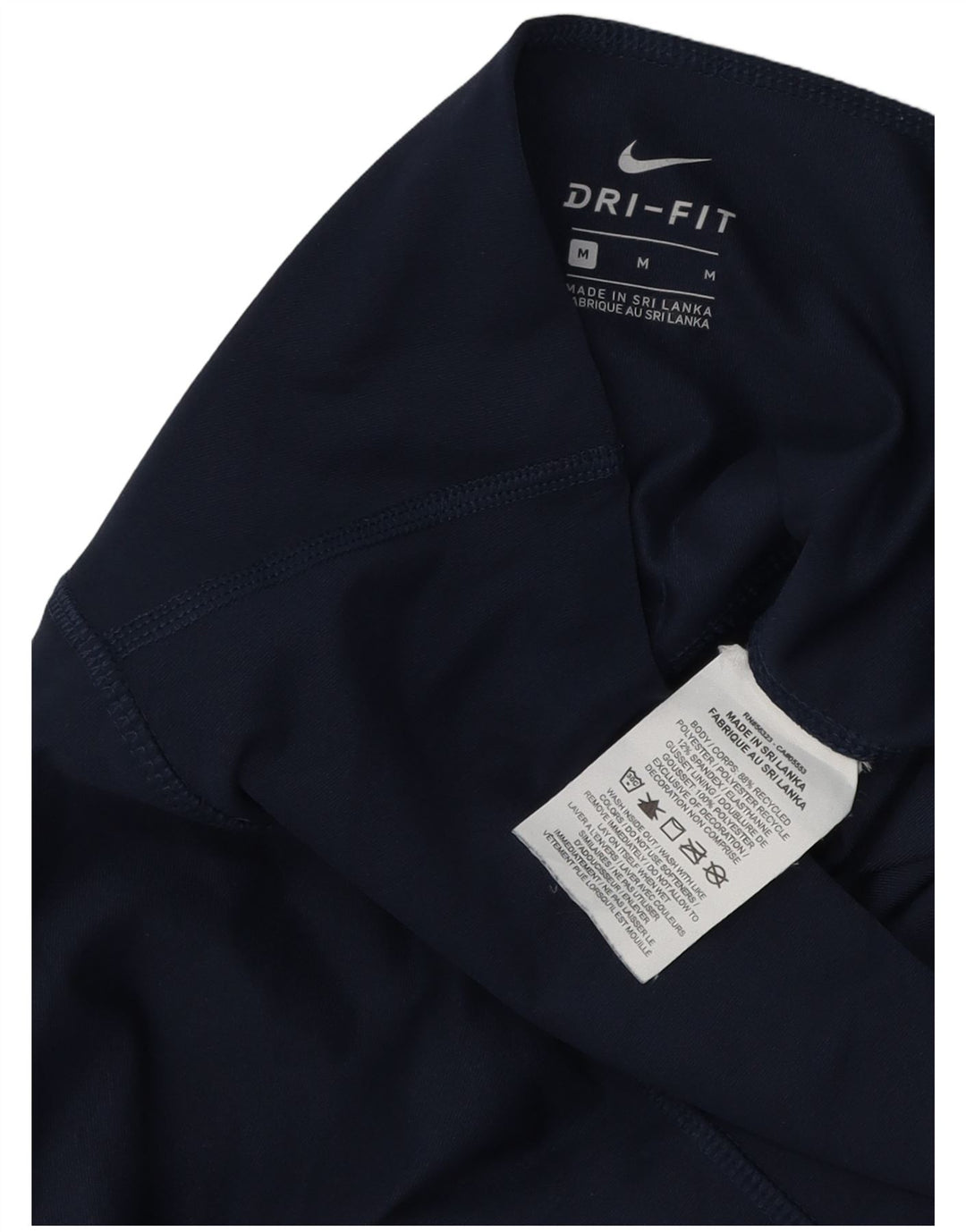 NIKE Womens Dri Fit Leggings UK 12 Medium Navy Blue Polyester