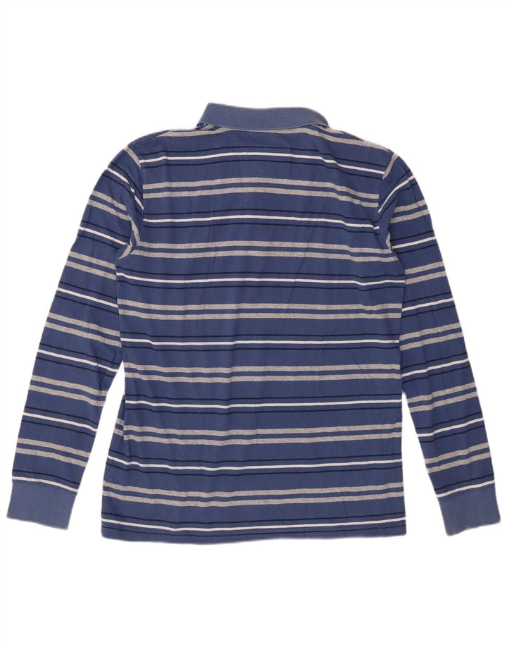 Woolrich Mens Long Sleeve Polo Shirt Medium Blue Striped Cotton