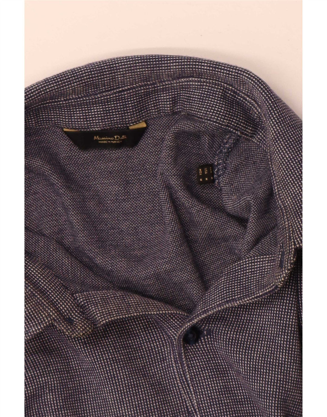 Massimo Dutti Mens Long Sleeve Polo Shirt Medium Navy Blue