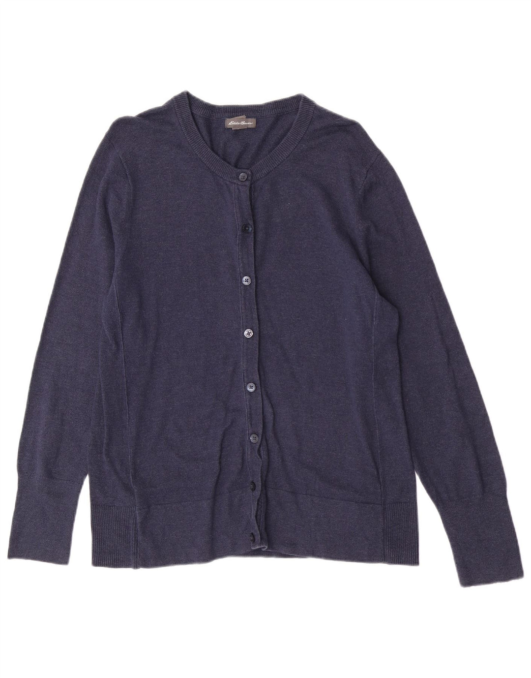 Eddie Bauer Womens Regular Fit Cardigan Sweater UK 14 Large Navy Blue
