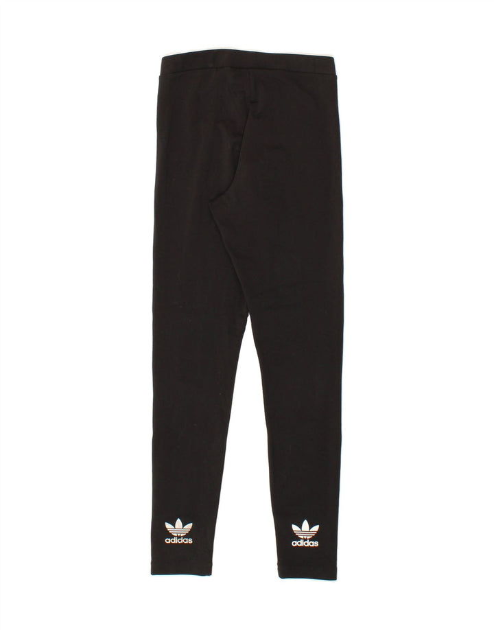 ADIDAS Womens Graphic Leggings UK 8 Small Black Polyester Vintage Adidas and Second-Hand Adidas from Messina Hembry 