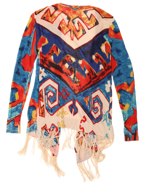 Desigual Womens Longline Cardigan Sweater UK 10 Small Multicoloured