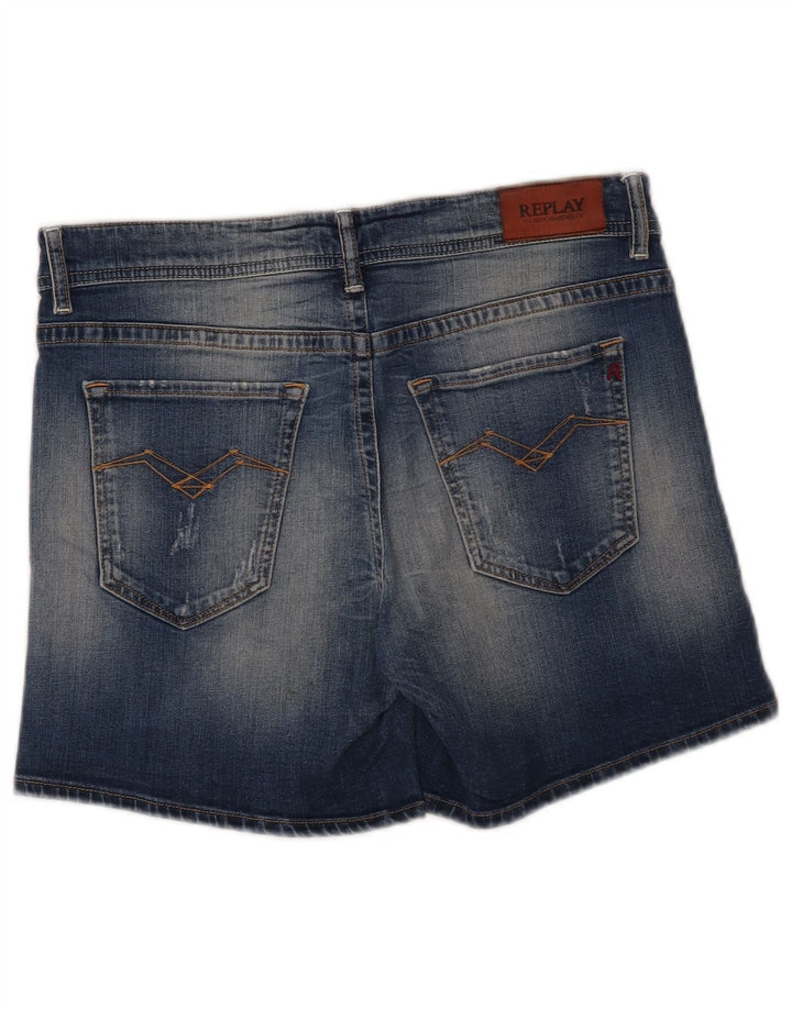Replay Womens Denim Shorts W28 Medium Blue Cotton