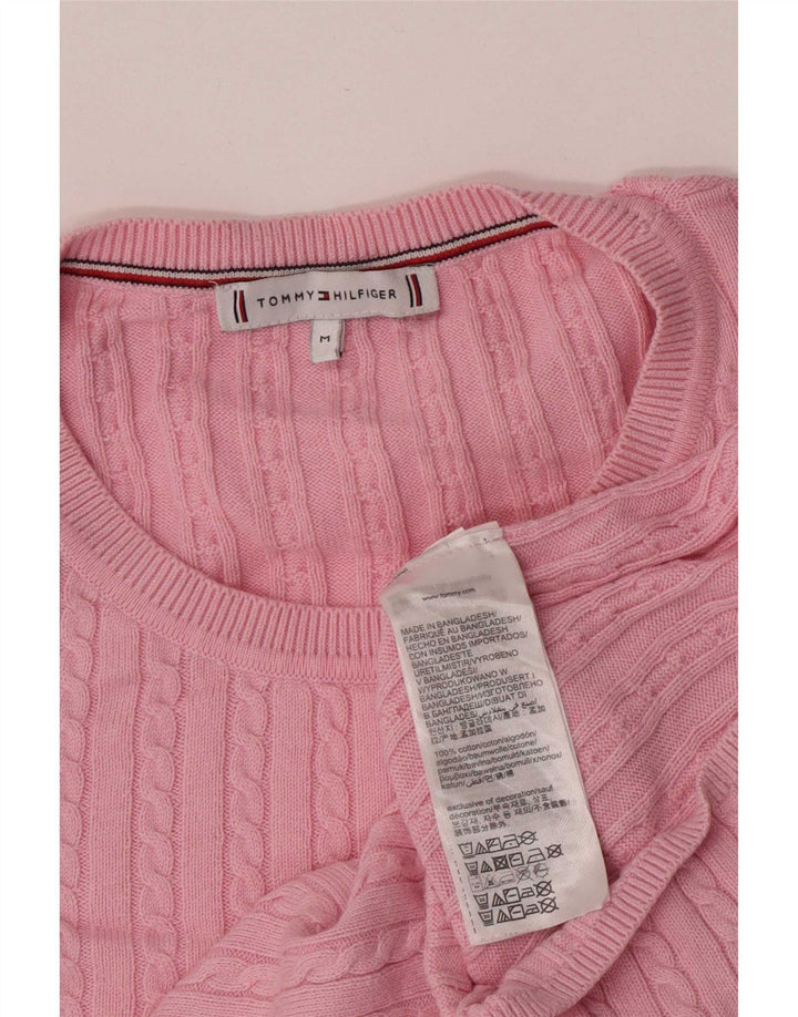 Tommy Hilfiger Mens Boat Neck Jumper Sweater Medium Pink Cotton