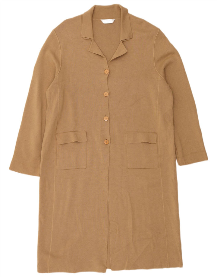 Marks & Spencer Womens Longline Cardigan Sweater UK 12 Medium Beige