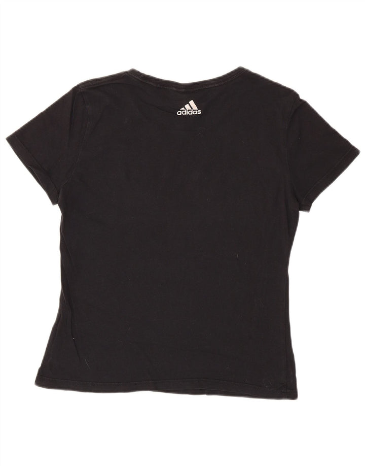 Adidas Womens Crop Graphic T-Shirt Top UK 12 Medium Black