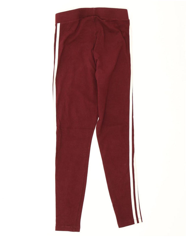 Adidas Womens Leggings UK 10 Small Burgundy Cotton