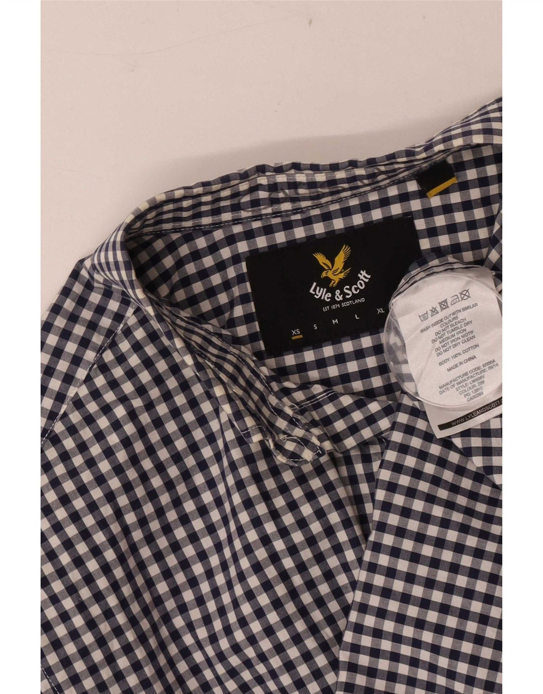 Lyle & Scott Mens Shirt XS Blue Gingham Cotton