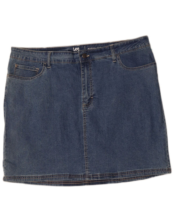 LEE Womens Riders Midrise Denim Skirt US 22 3XL W44  Blue Cotton