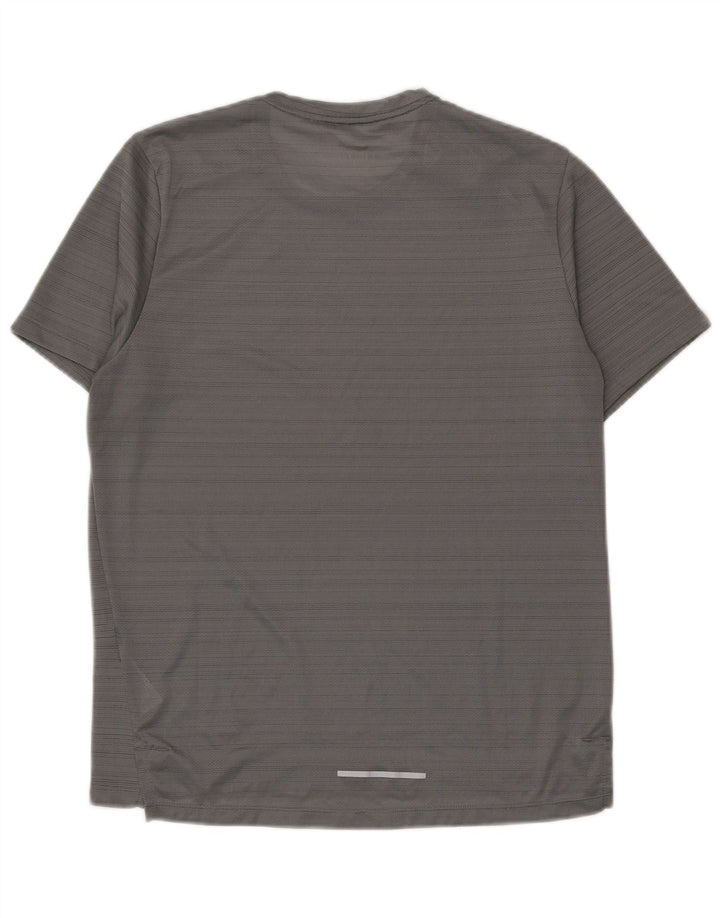Nike Mens Dri Fit T-Shirt Top Medium Grey Striped Polyester