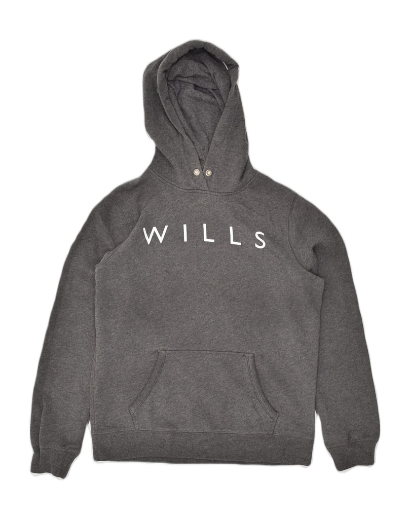 JACK WILLS Womens Graphic Classic Fit Hoodie Jumper UK 12 Medium Grey | Vintage Jack Wills | Thrift | Second-Hand Jack Wills | Used Clothing | Messina Hembry 