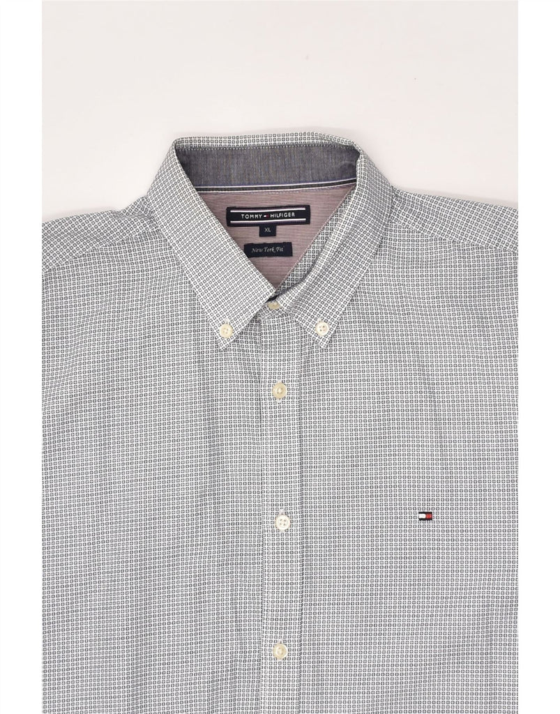 TOMMY HILFIGER Mens New York Fit Shirt XL Grey Spotted Cotton | Vintage Tommy Hilfiger | Thrift | Second-Hand Tommy Hilfiger | Used Clothing | Messina Hembry 