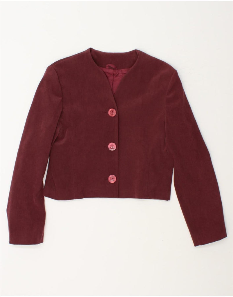 A LA CARTE Womens Crop 3 Button Blazer Jacket UK 10 Small Burgundy Vintage A La Carte and Second-Hand A La Carte from Messina Hembry 