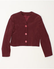 A LA CARTE Womens Crop 3 Button Blazer Jacket UK 10 Small Burgundy