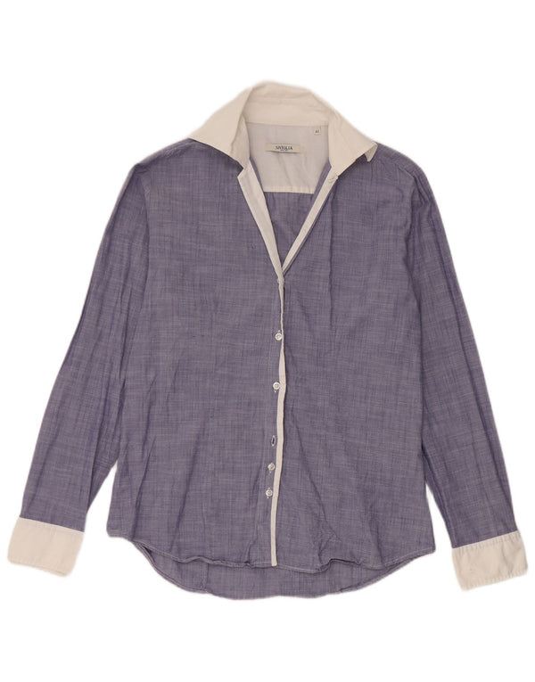 SIVIGLIA Womens Long Sleeve Regular Fit Shirt IT 42 Medium Blue Colourblock