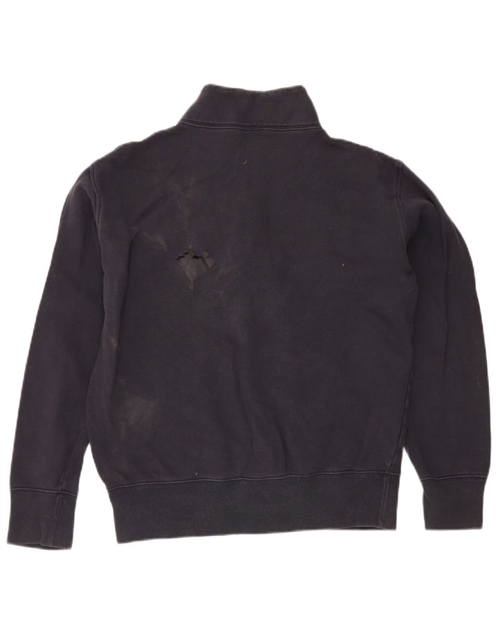 Champion Mens Zip Neck Sweatshirt Jumper Medium Navy Blue Cotton