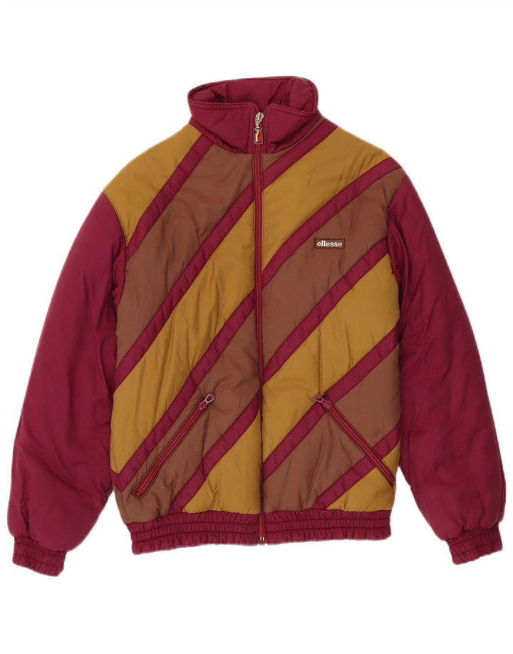 Ellesse Womens Padded Jacket EU 40 Medium Burgundy Colourblock Cotton