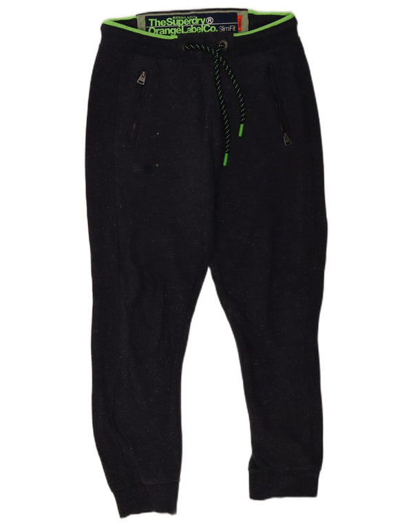 Superdry Mens Slim Fit Tracksuit Trousers Joggers Small Navy Blue Flecked