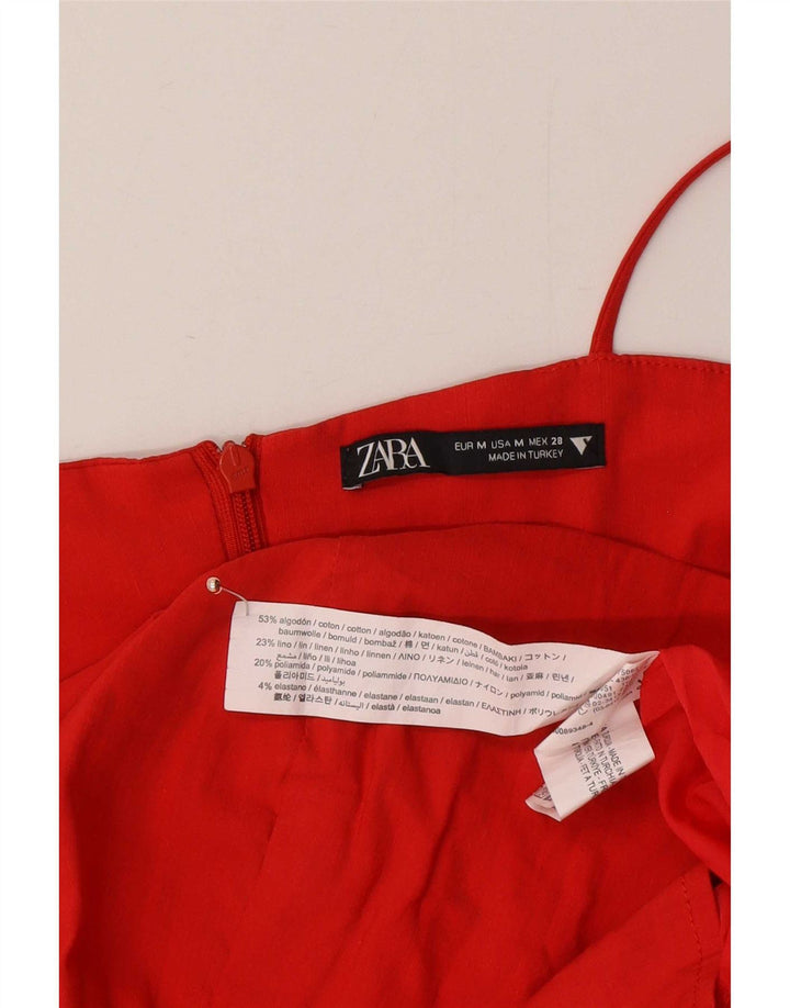 Zara Womens Sundress UK 12 Medium Red Cotton