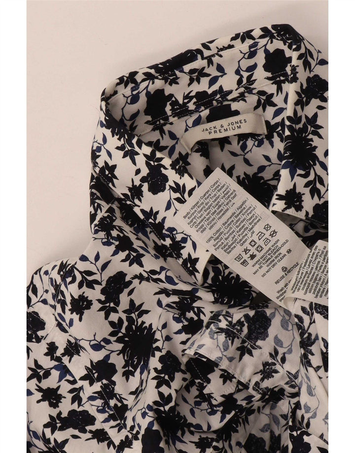 Jack & Jones Mens Shirt Medium White Floral Cotton