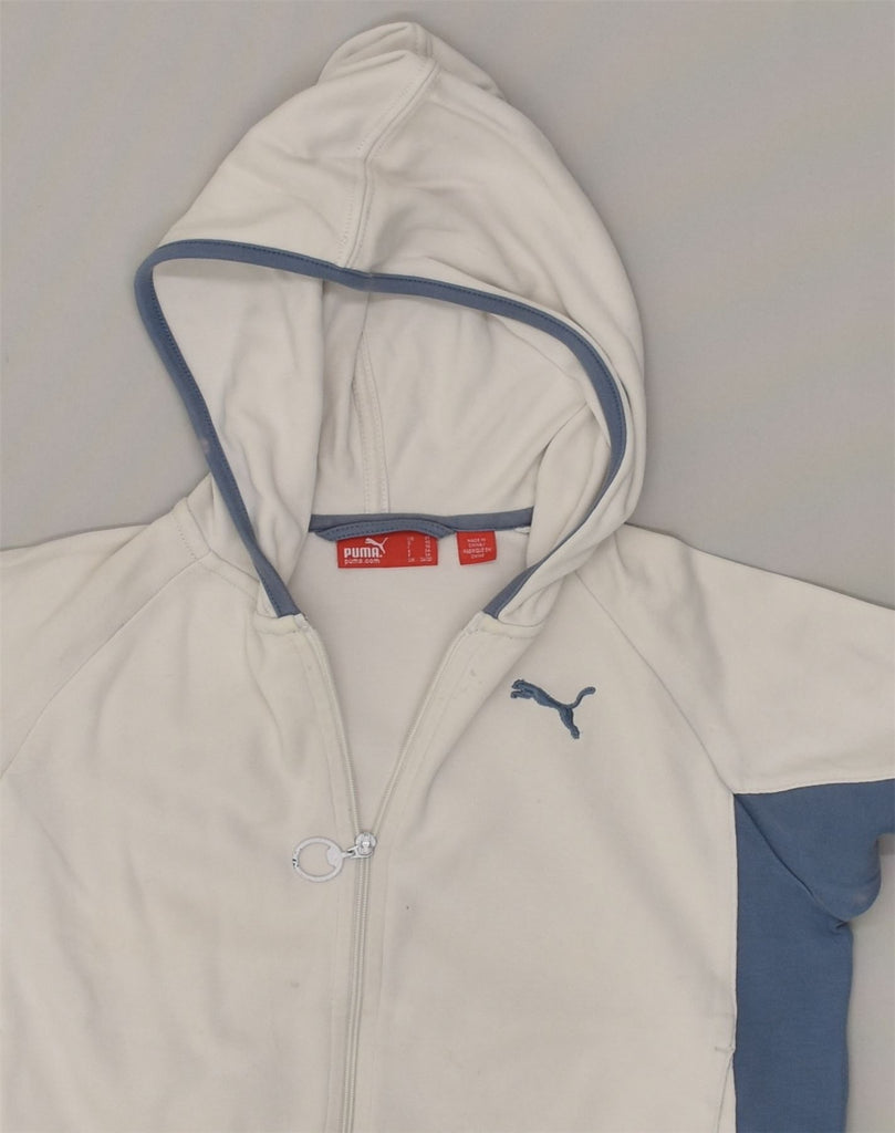 PUMA Boys Zip Hoodie Sweater 2-3 Years White Colourblock Cotton | Vintage Puma | Thrift | Second-Hand Puma | Used Clothing | Messina Hembry 