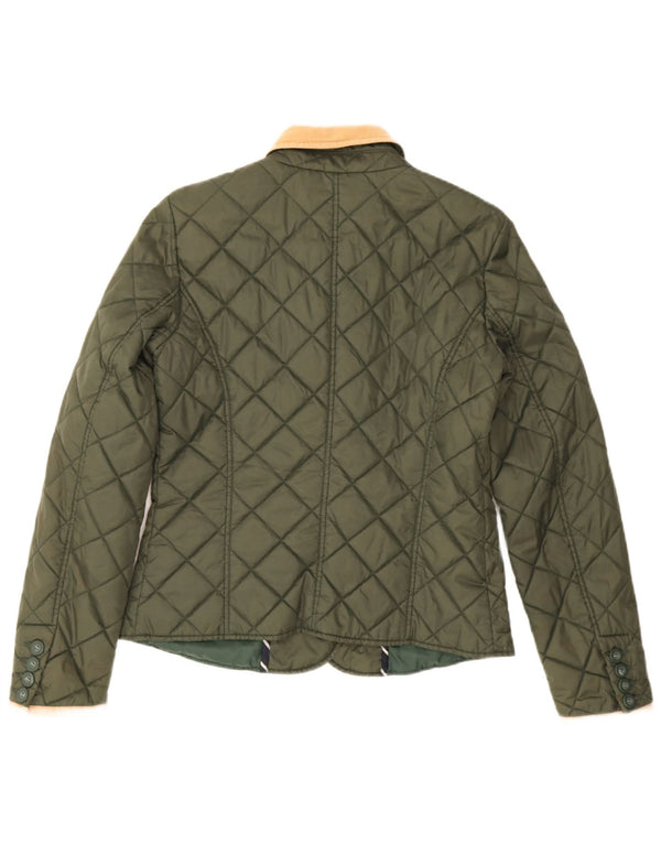 Playlife Womens Quilted Jacket UK 14 Medium Khaki Cotton