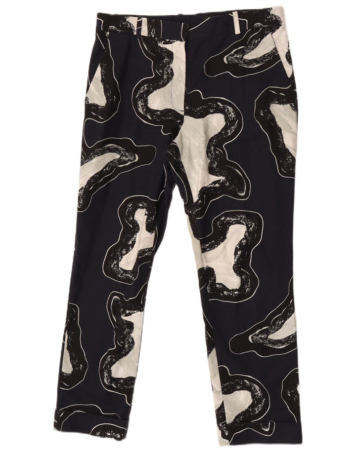 Cos Womens Abstract Pattern Chino Trousers EU 40 Medium W34 L28 Navy Blue