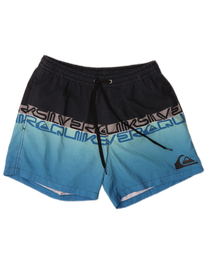 QUIKSILVER Mens Graphic Swimming Shorts Small Blue Colourblock Polyester