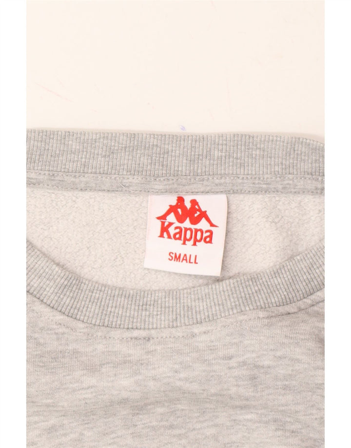 KAPPA Womens Graphic Sweatshirt Jumper UK 10 Small Grey Colourblock Vintage Kappa and Second-Hand Kappa from Messina Hembry 