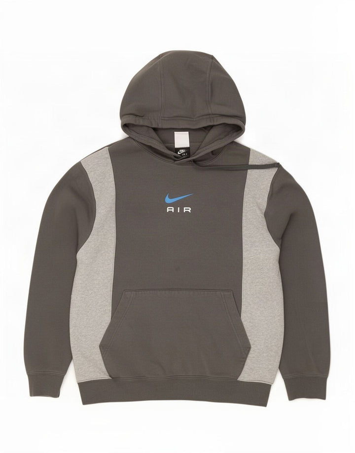Nike Mens Hoodie Jumper Medium Grey Colourblock Cotton