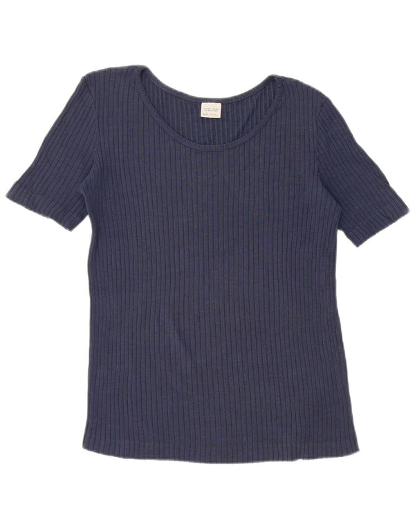Benetton Womens T-Shirt Top UK 12 Medium Navy Blue