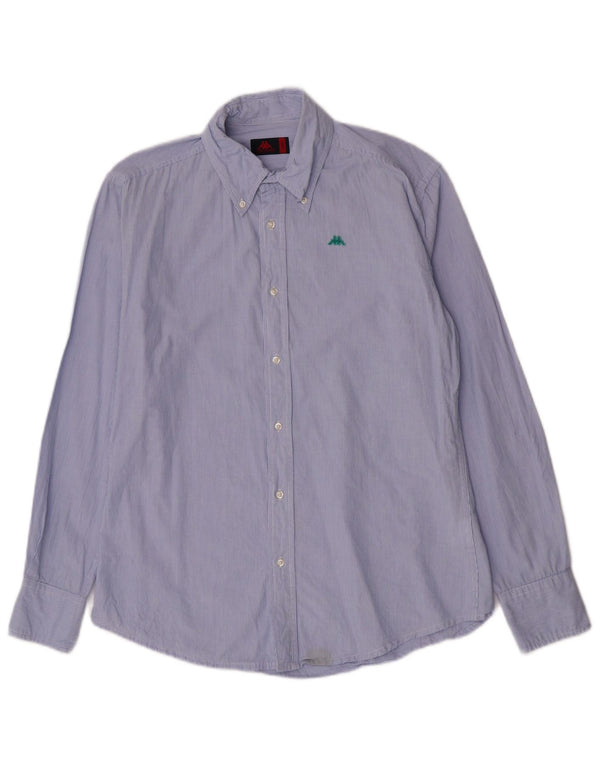 Kappa Mens Shirt Large Blue Pinstripe Cotton