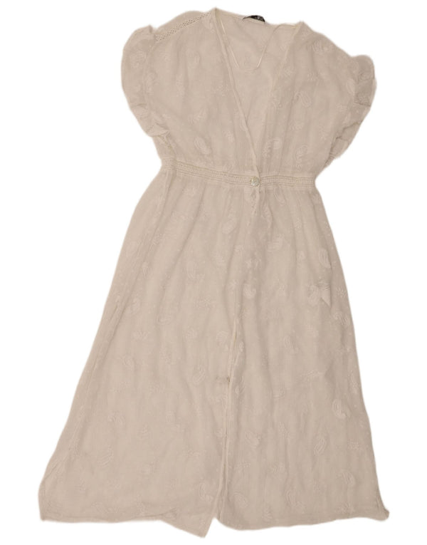 Zara Womens See Through Maxi Dress UK 8 Small White Paisley Polyester