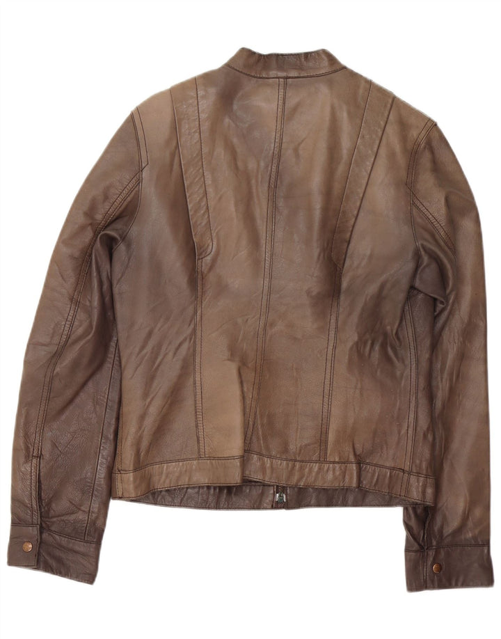 GVB Womens Leather Jacket UK 14 Medium Brown Leather
