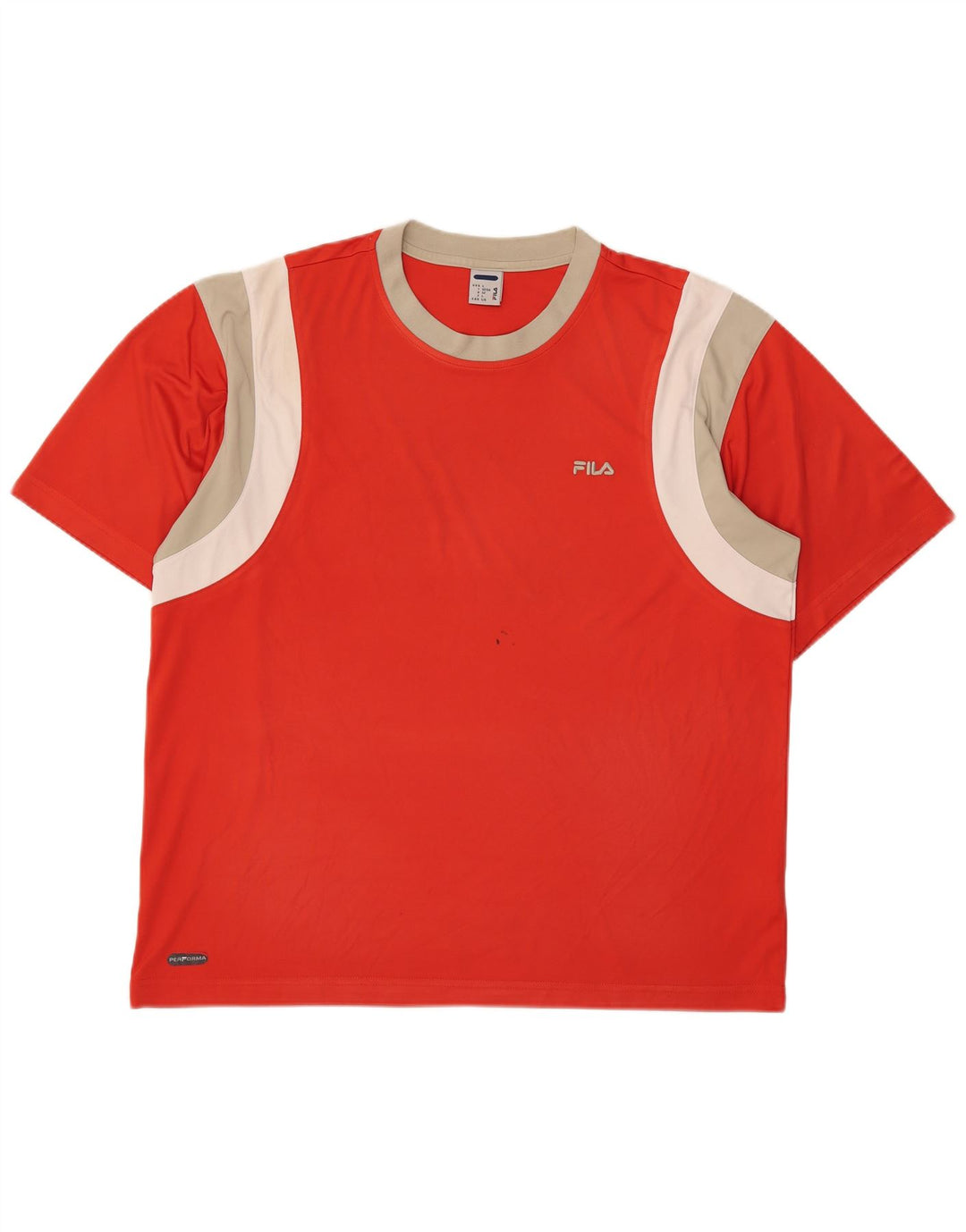 Fila Mens T-Shirt Top IT 52/54 Large Red Colourblock Polyester