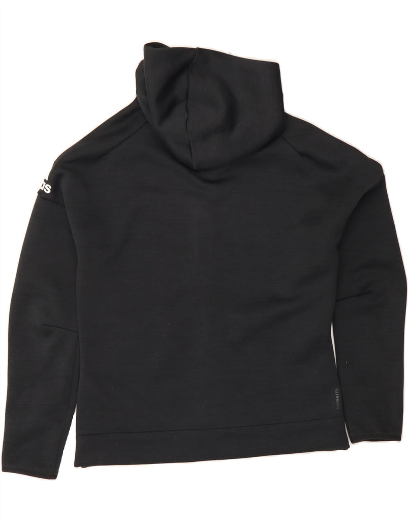 ADIDAS Womens Zip Hoodie Sweater UK 12/14 Medium Black Polyester Vintage Adidas and Second-Hand Adidas from Messina Hembry 
