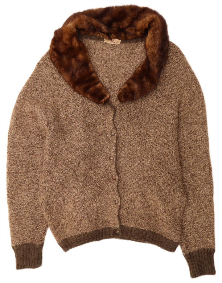 VINTAGE Womens Cardigan Sweater UK 18 XL Brown